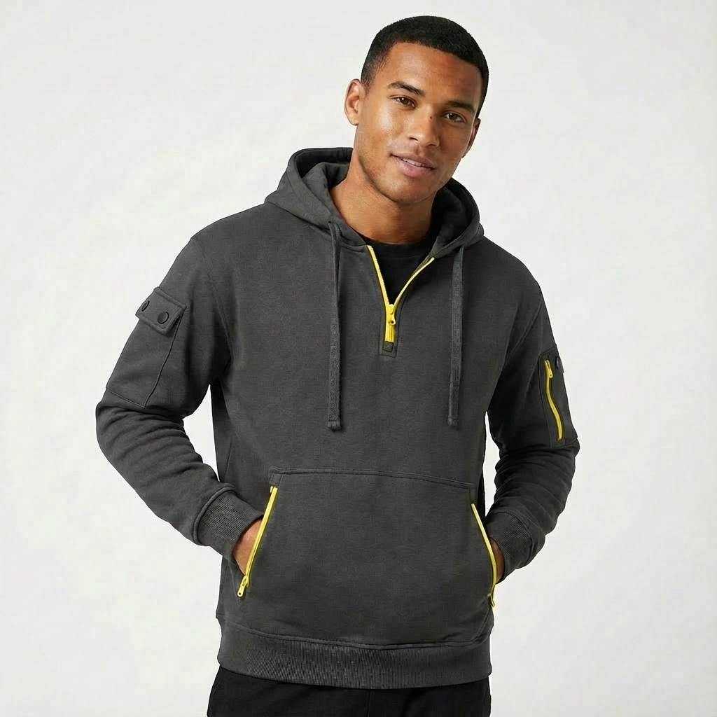 Heren Hoodie met Halve Rits