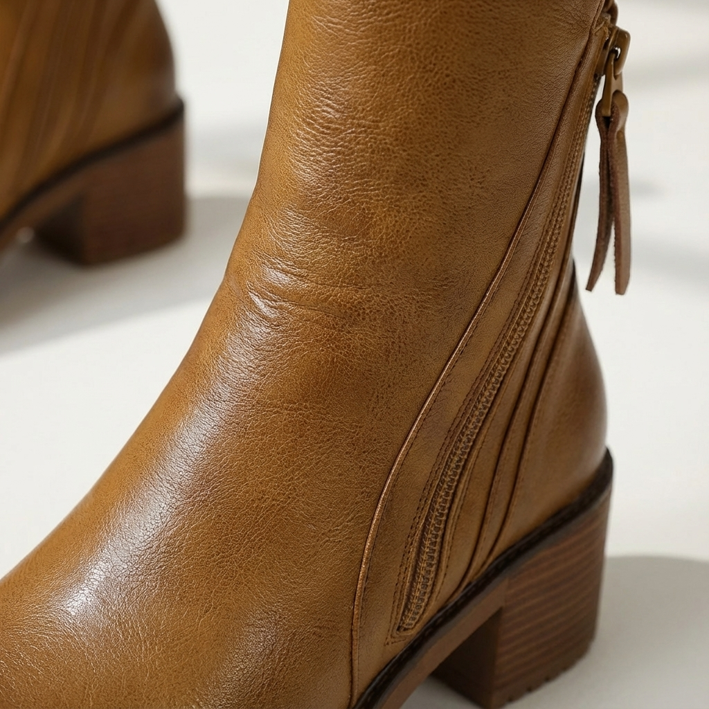 Dames Enkellaarsjes Kunstleer Met Ritssluiting