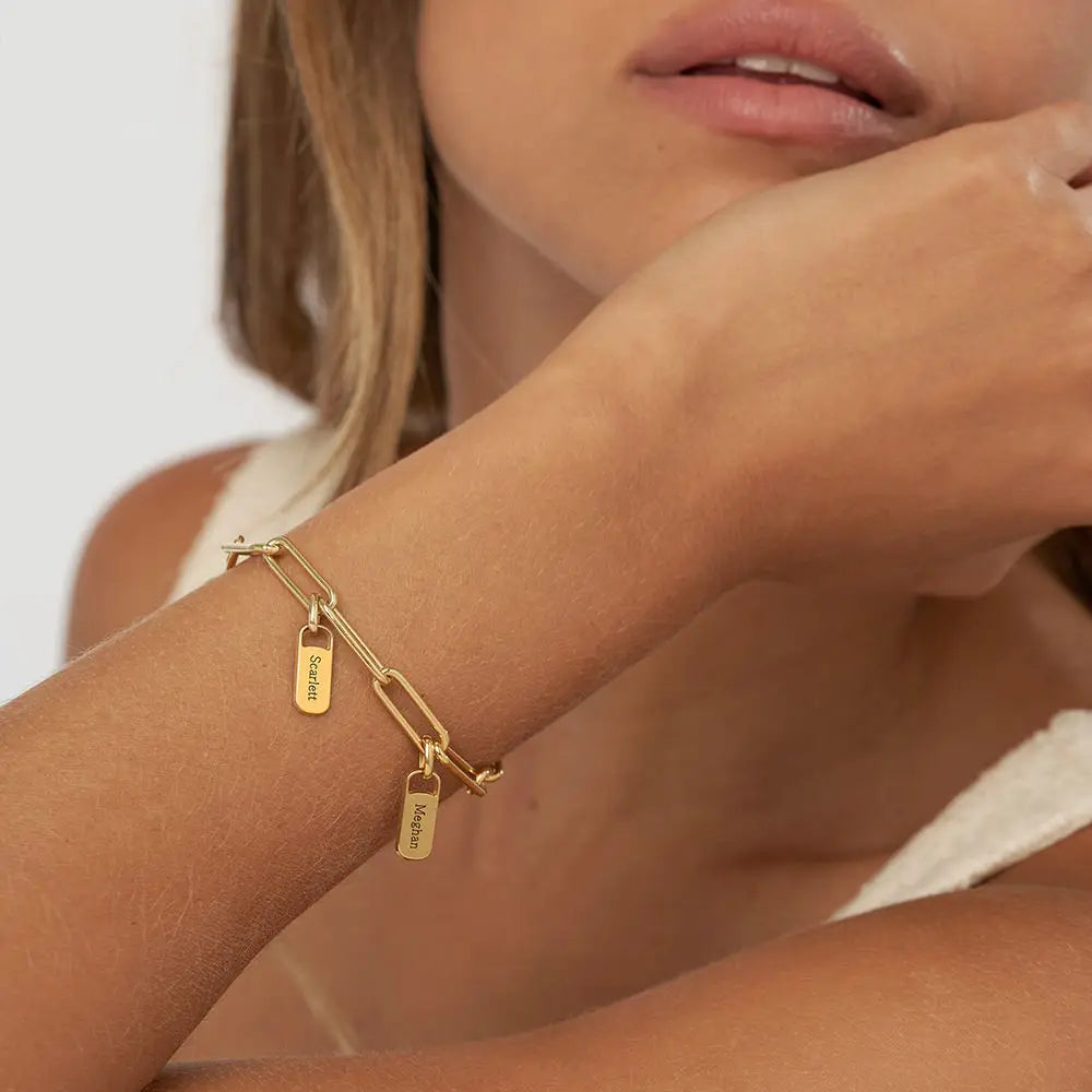 Familie Namen Paperclip Armband