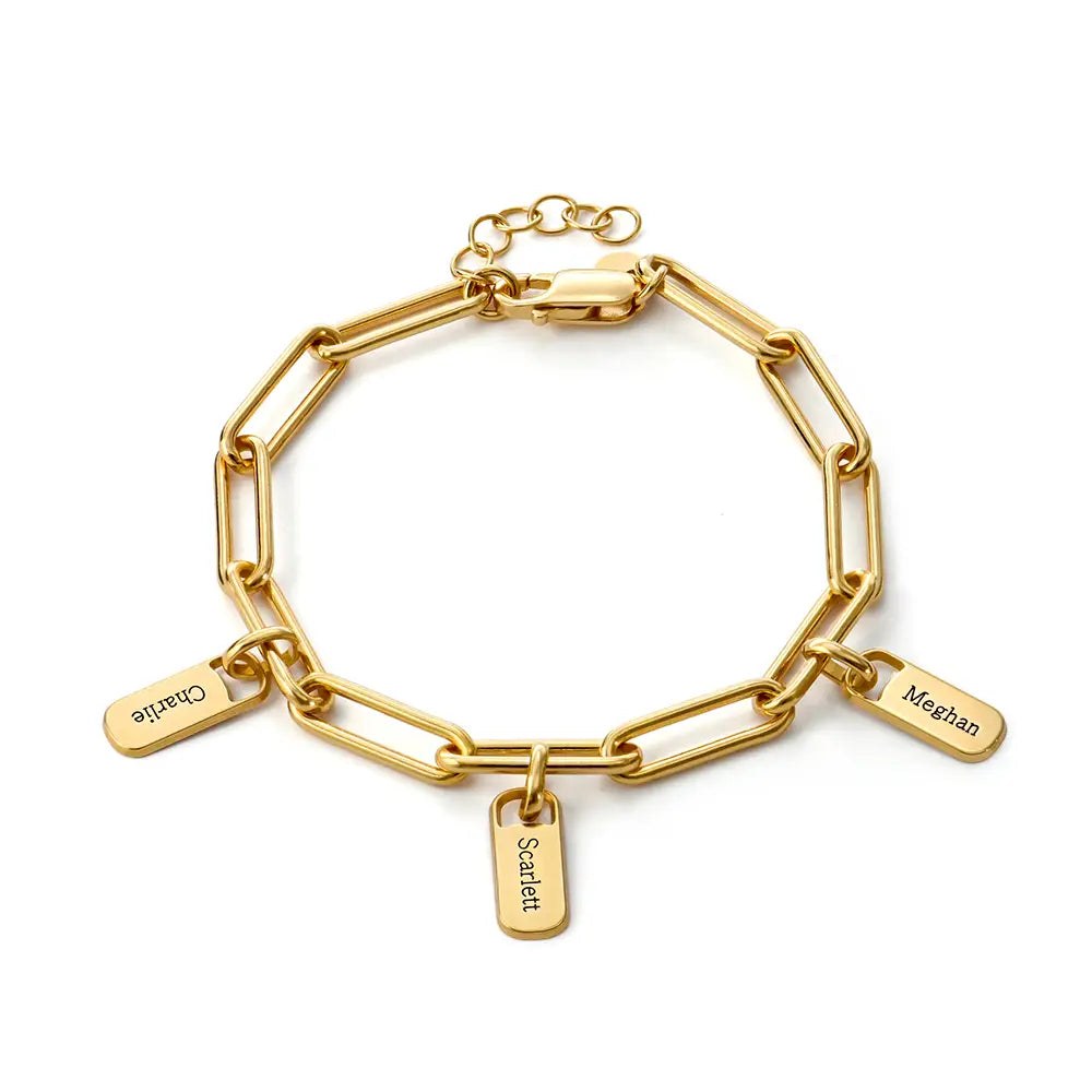 Familie Namen Paperclip Armband