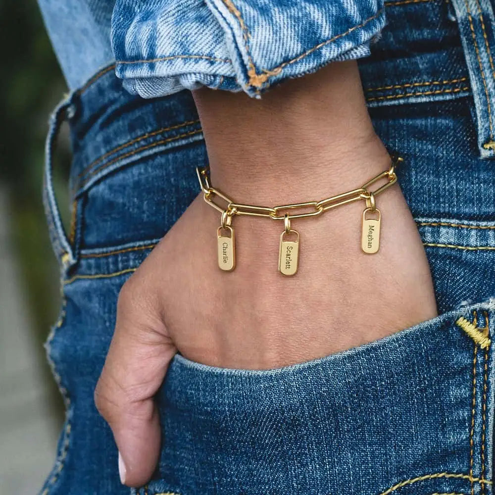 Familie Namen Paperclip Armband
