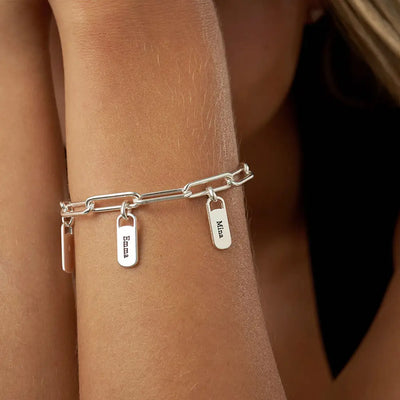 Familie Namen Paperclip Armband