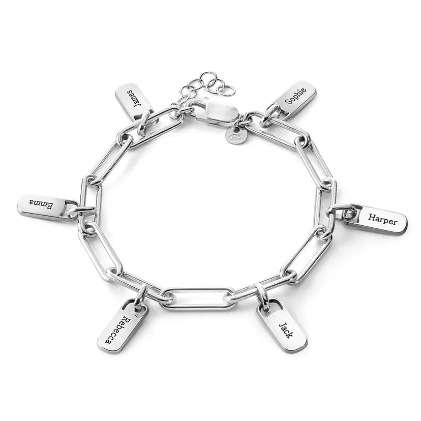 Familie Namen Paperclip Armband