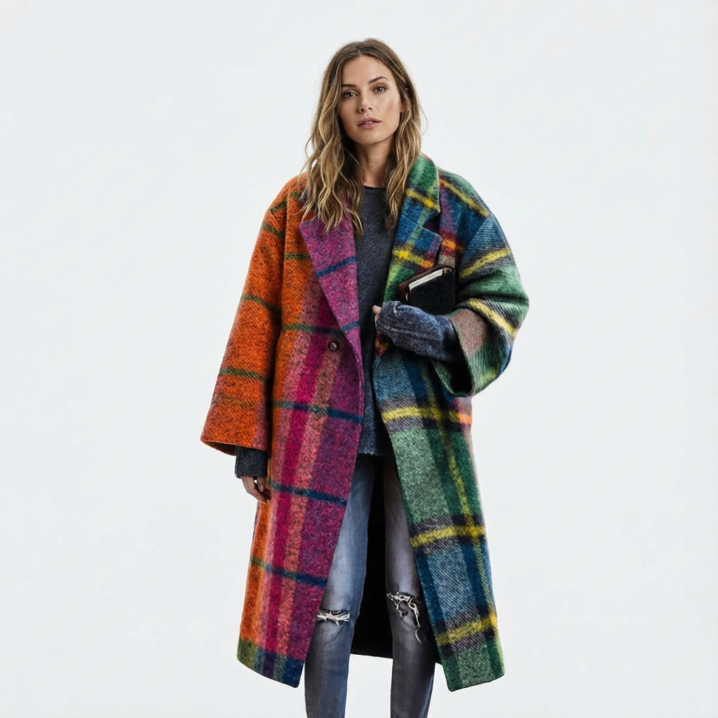 Dames Mantel Geruit | Polyester