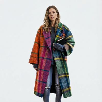 Dames Mantel Geruit | Polyester