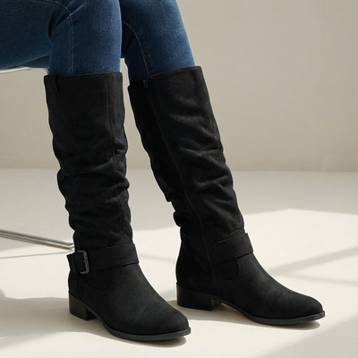 Dames Knielaarzen Suède Met Ritssluiting