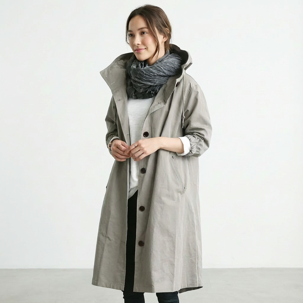 Dames Trenchcoat Met Capuchon