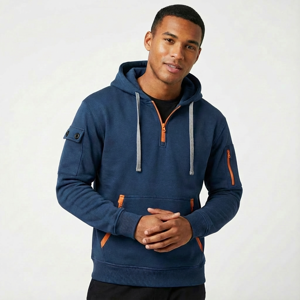 Heren Hoodie met Halve Rits