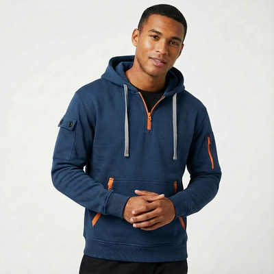 Heren Hoodie met Halve Rits