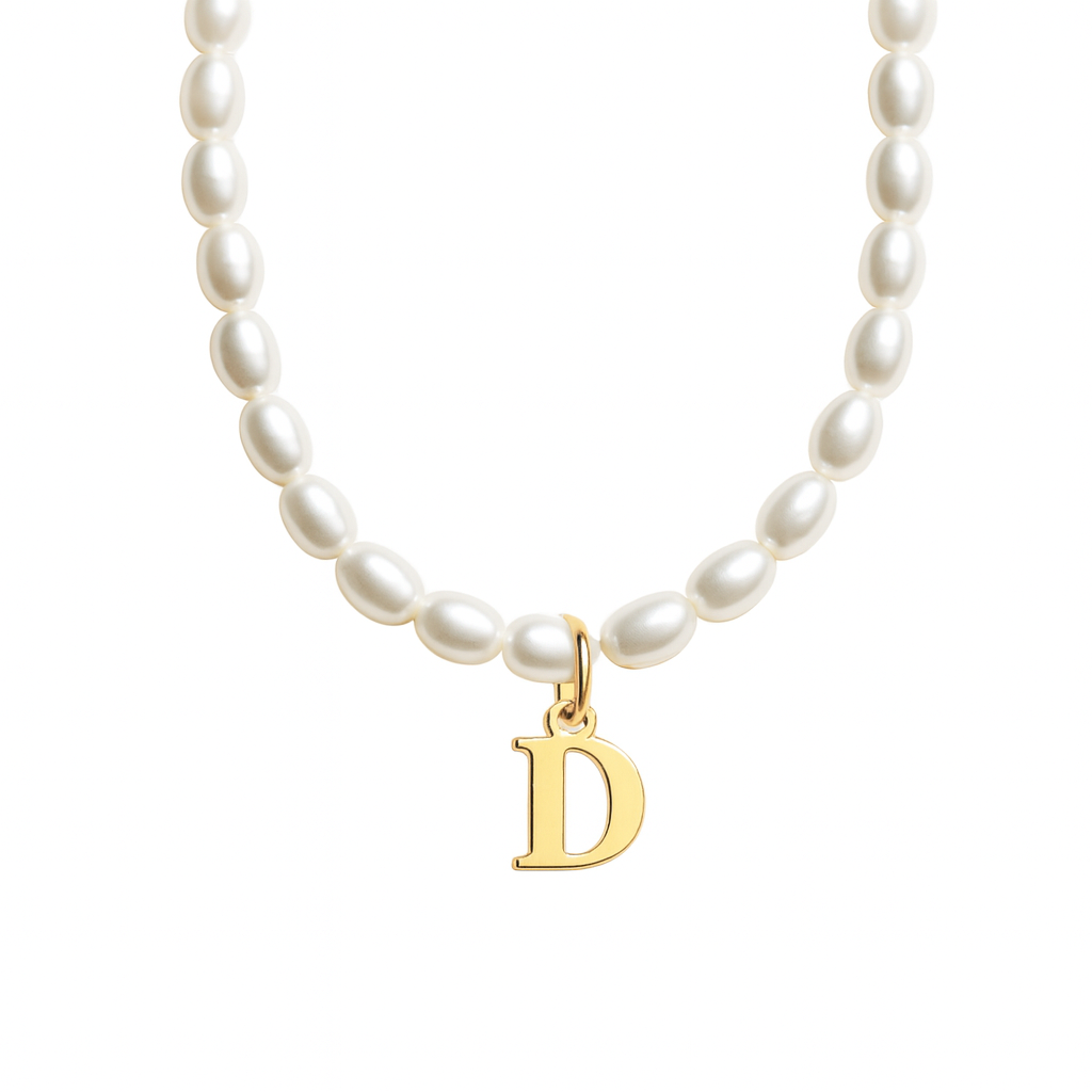 Dames Gepersonaliseerde Parel Initiaal Ketting
