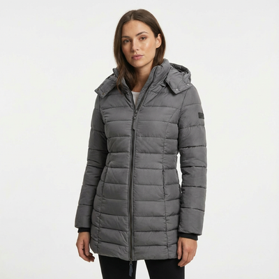 Dames Lange Pufferjas Met Capuchon