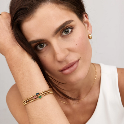Familie Set - Kralen Geboortesteen Gouden Armbanden