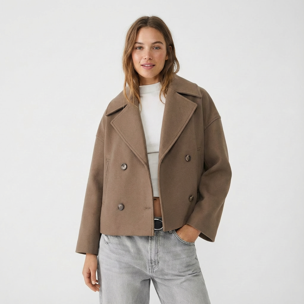 Dames Korte Jas Dubbelrijig | Knoopsluiting