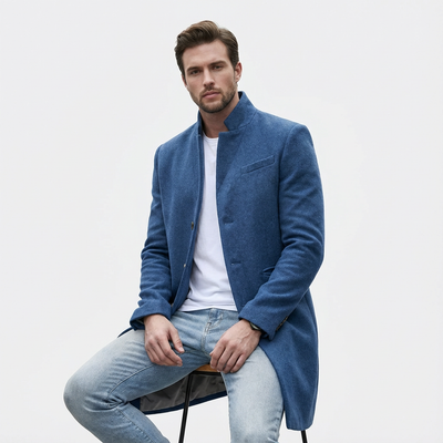 Heren Lange Wintermantel Met Knopen