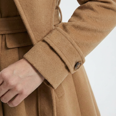 Dames Mantel Wolmix Met Bontkraag