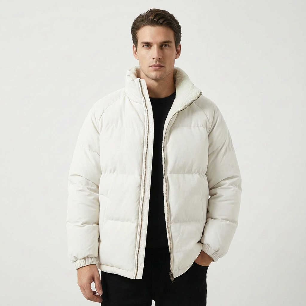 Heren Pufferjas Fleecevoering Met Hoge Kraag