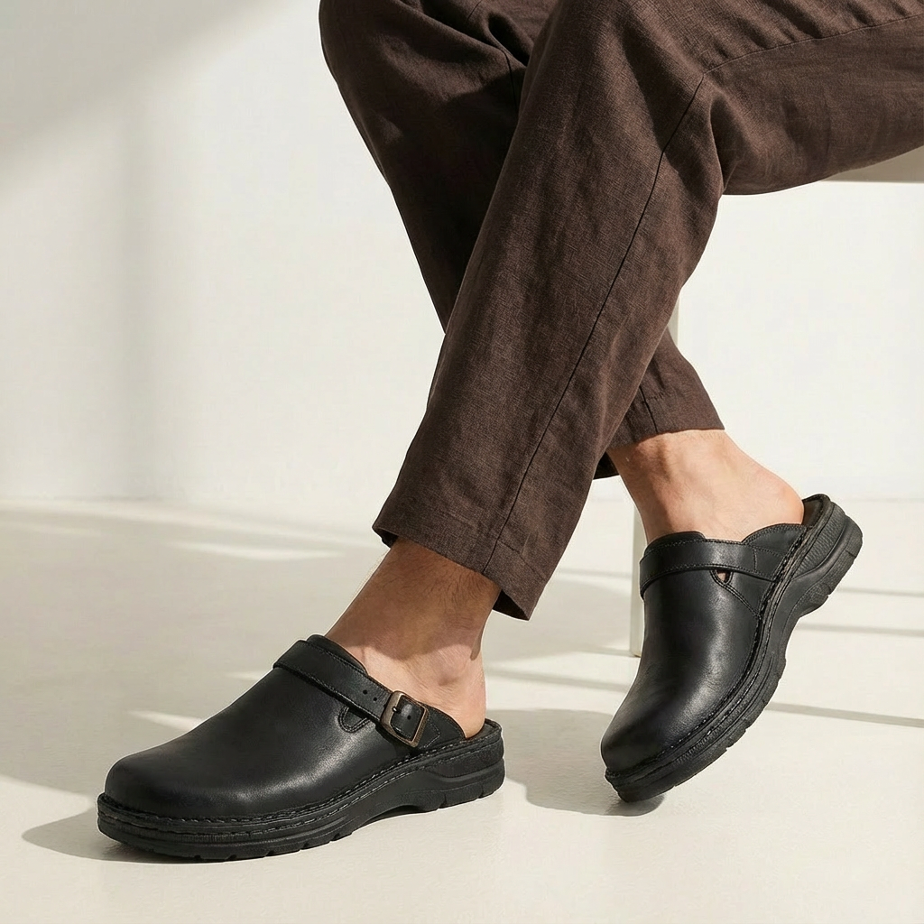 Heren Leren Pantoffels Verstelbare Riem