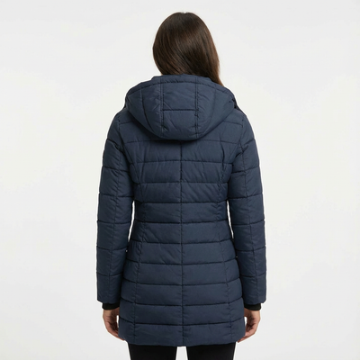 Dames Lange Pufferjas Met Capuchon