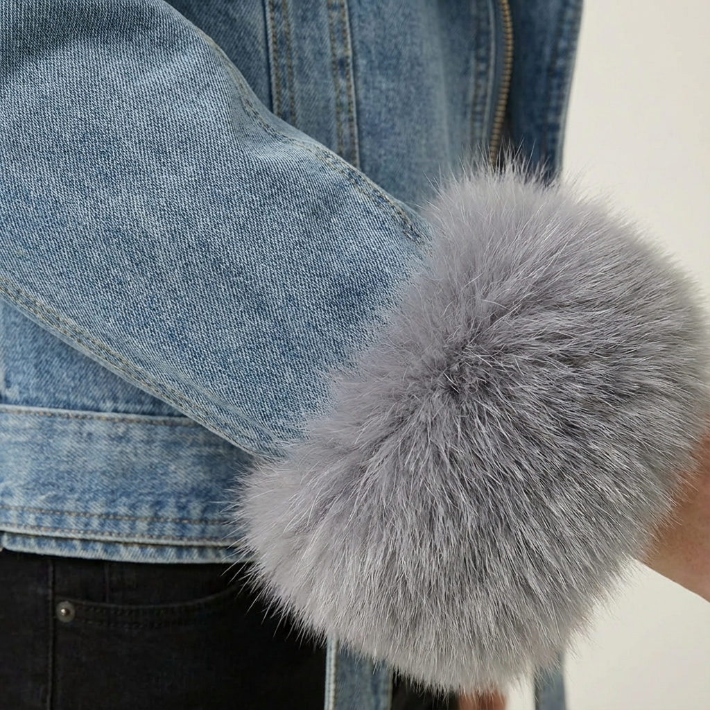 Dames Denim Jas met Vossenbontkraag