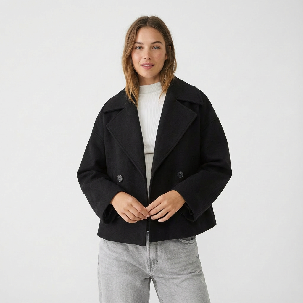 Dames Korte Jas Dubbelrijig | Knoopsluiting