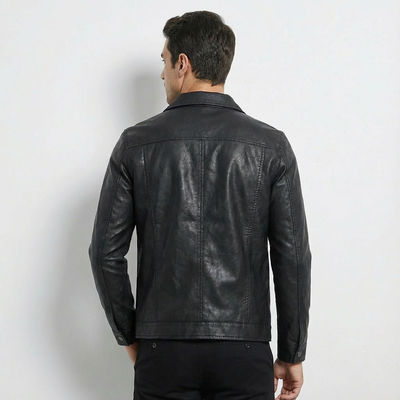 Heren Leren Bikerjack Zwart | Ritssluiting