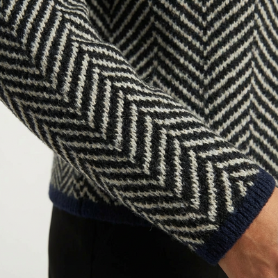 Dames Gebreide Trui Visgraat | Opstaande Kraag