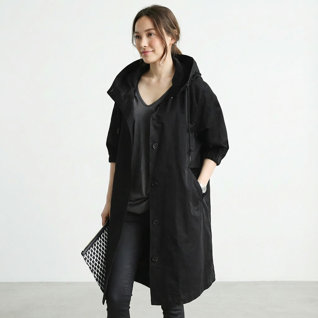 Dames Trenchcoat Met Capuchon