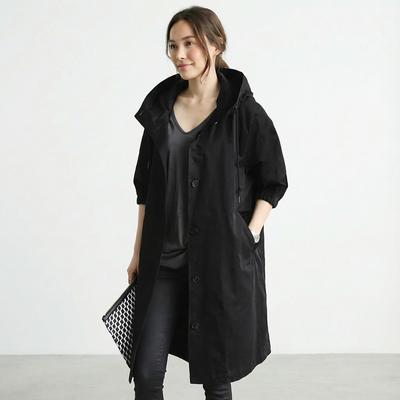 Dames Trenchcoat Met Capuchon
