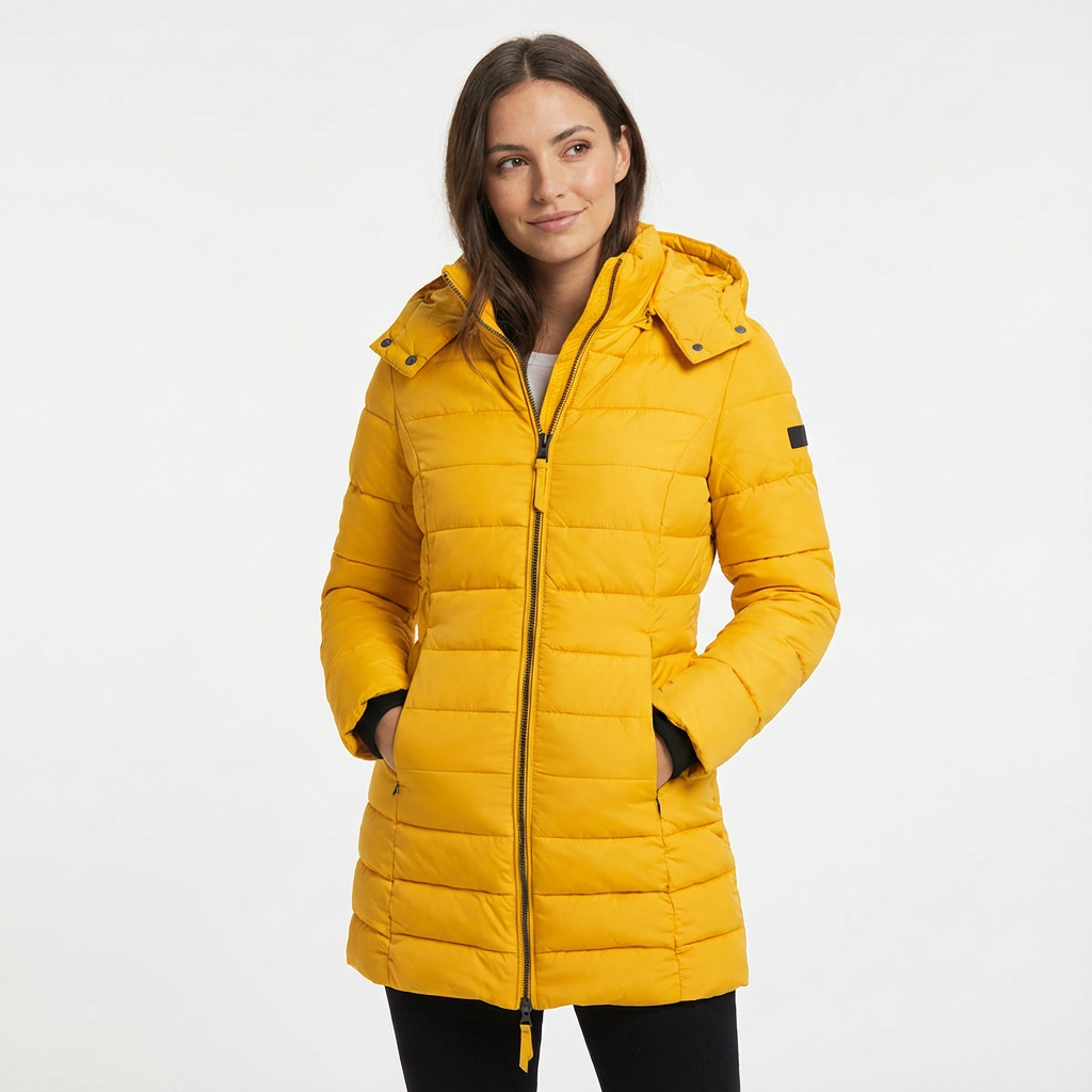 Dames Lange Pufferjas Met Capuchon