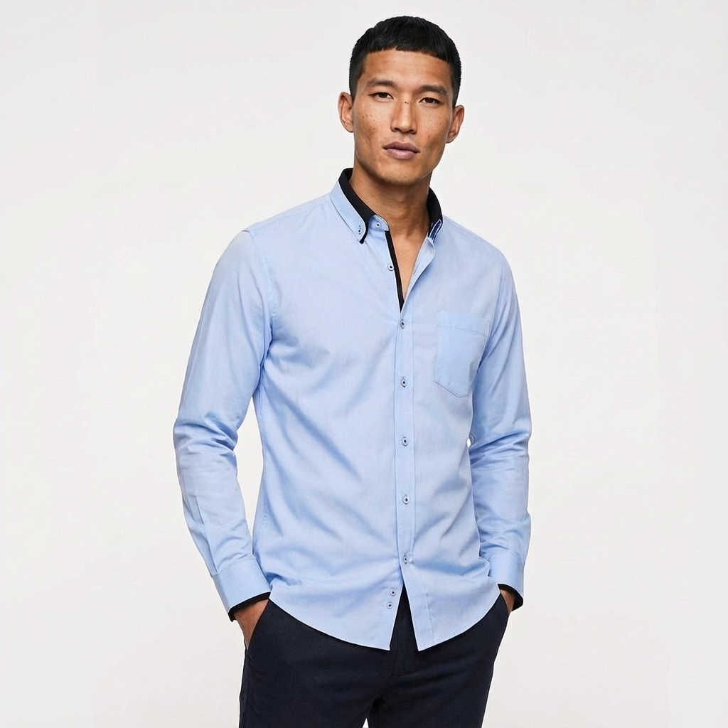 Heren Overhemd Stretch Katoen Lange Mouw