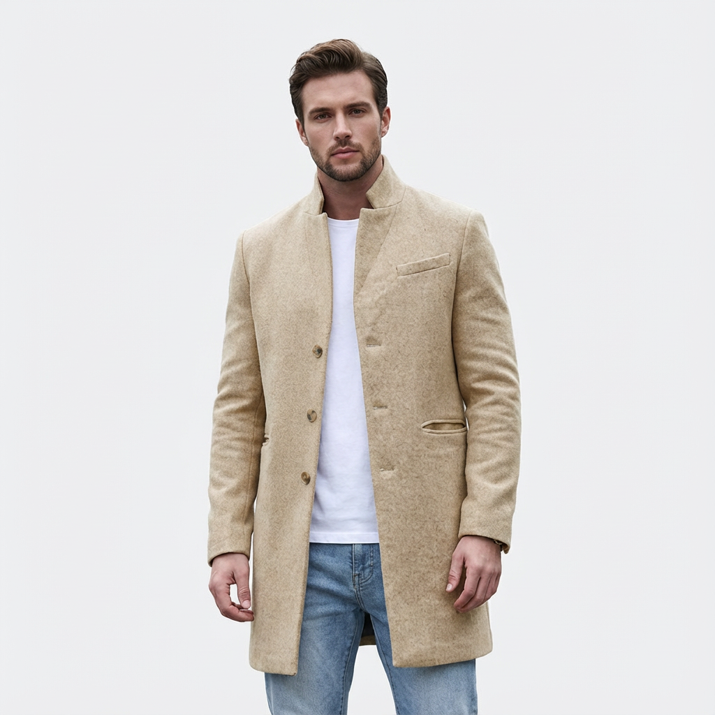 Heren Lange Wintermantel Met Knopen