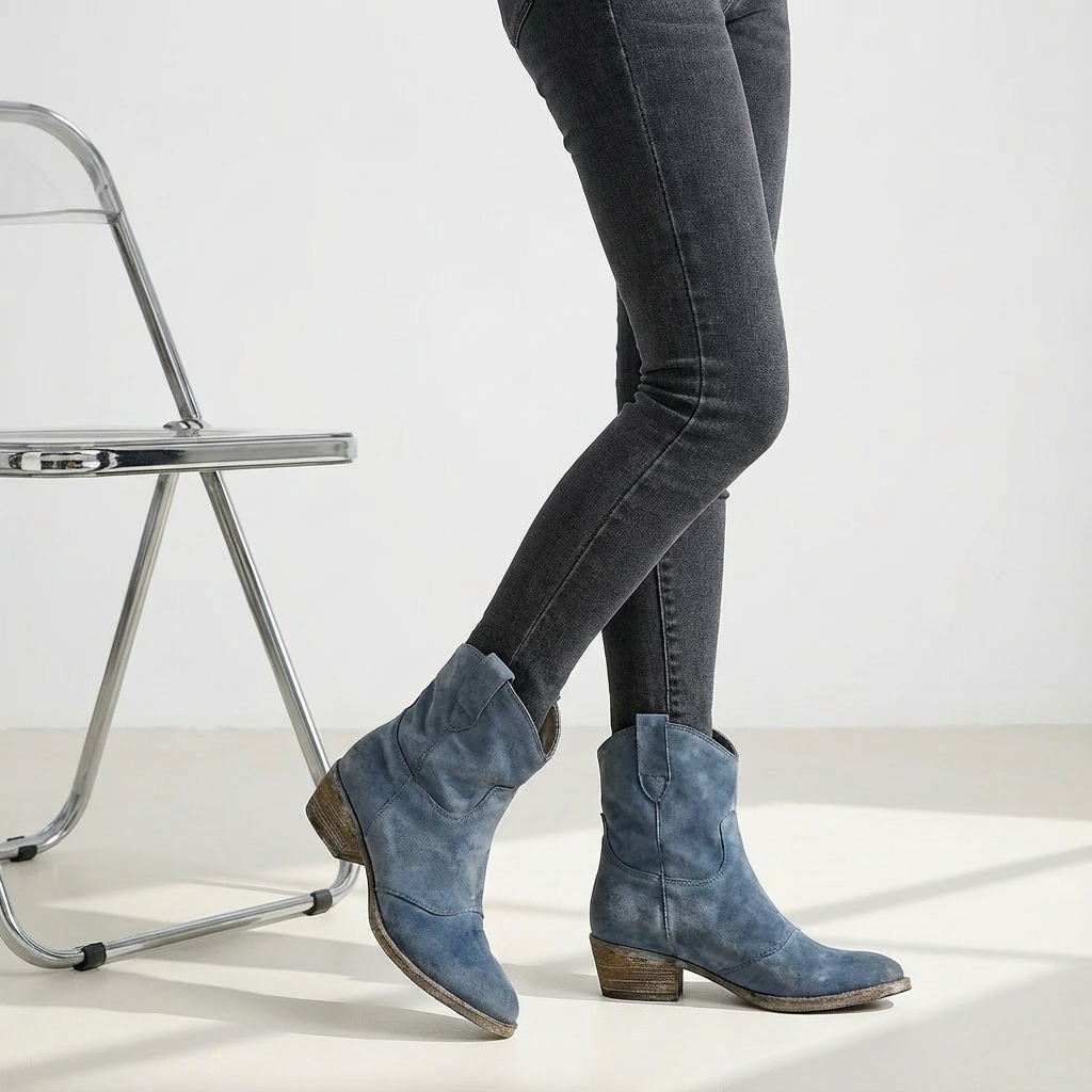 Dames Enkellaarsjes Western Leer | Zonder Rits