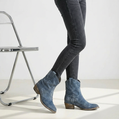 Dames Enkellaarsjes Western Leer | Zonder Rits