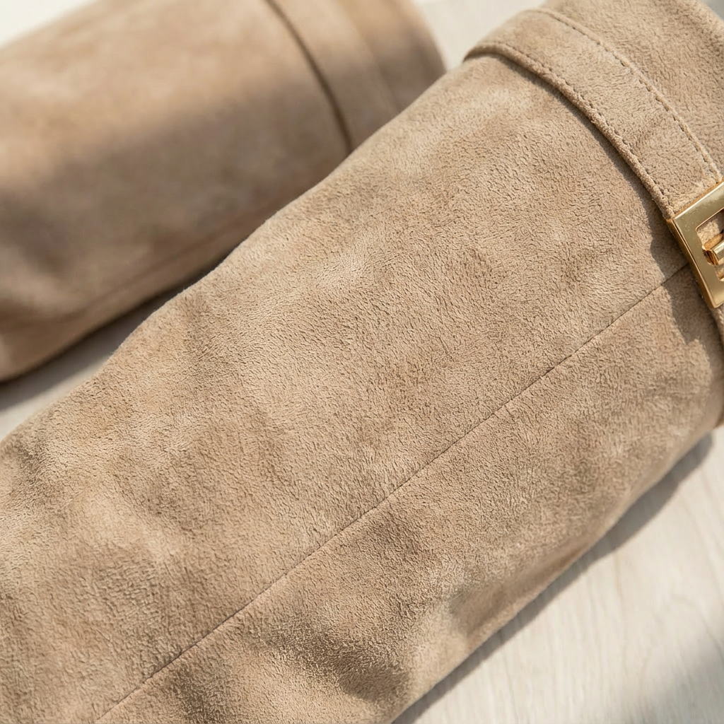 Dames Laarzen Suède Met Gouden Details