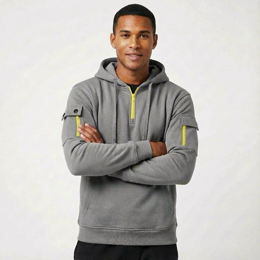 Heren Hoodie met Halve Rits