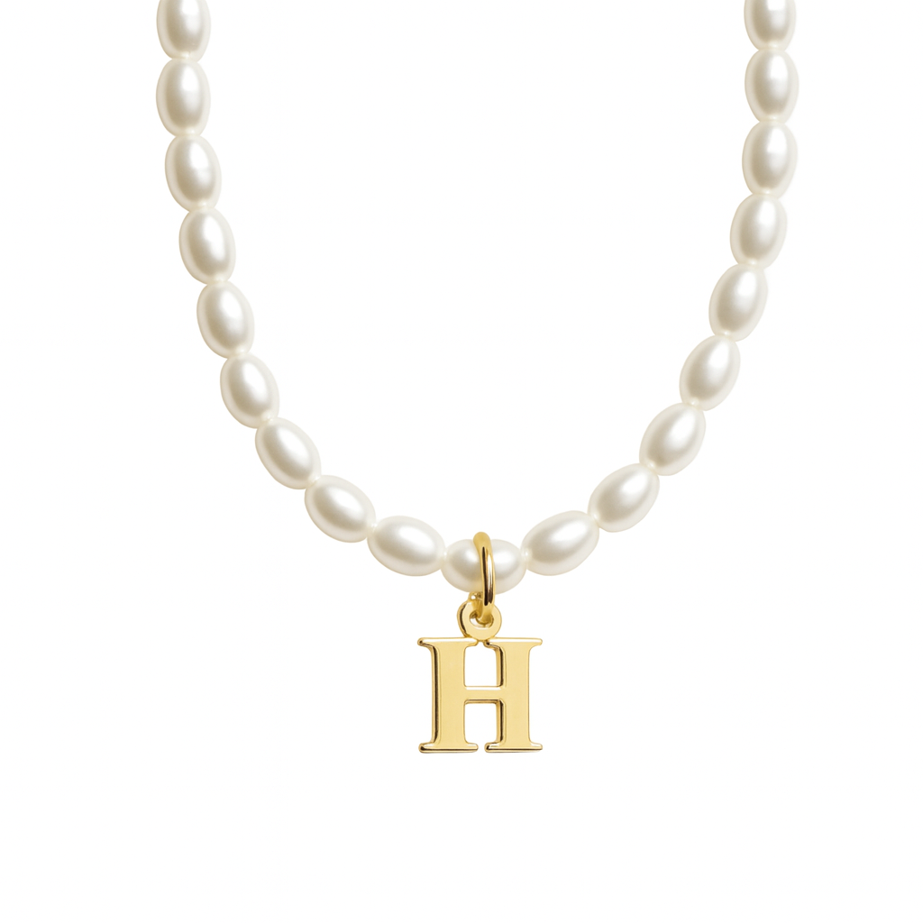 Dames Gepersonaliseerde Parel Initiaal Ketting