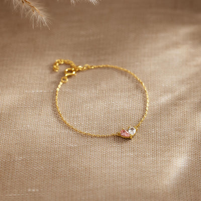 Moeder-Dochter Hart Geboortestenen Armband