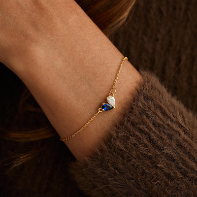 Moeder-Dochter Hart Geboortestenen Armband