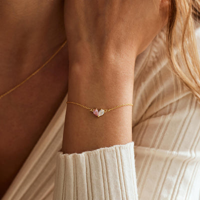 Moeder-Dochter Hart Geboortestenen Armband
