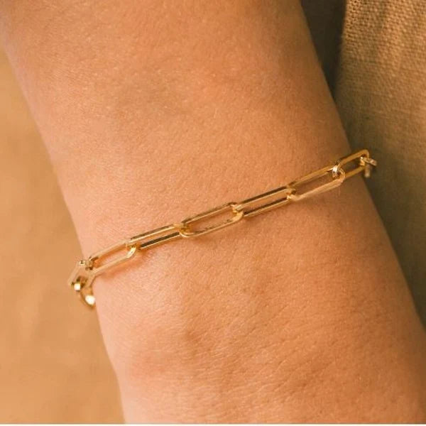 Gouden Paperclip Schakelarmband Dames