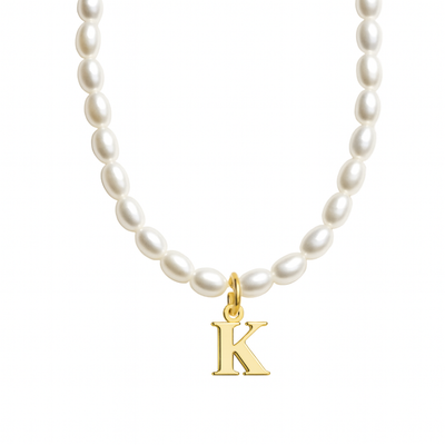 Dames Gepersonaliseerde Parel Initiaal Ketting