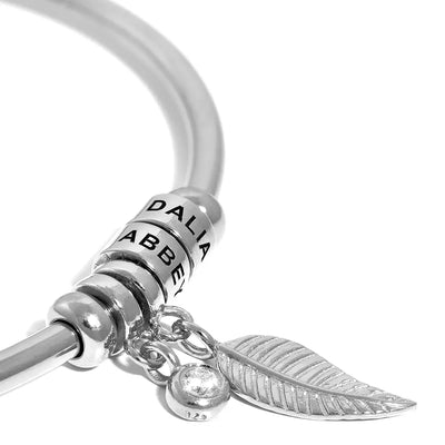 Geboortesteen Blad Namen Cuff Armband
