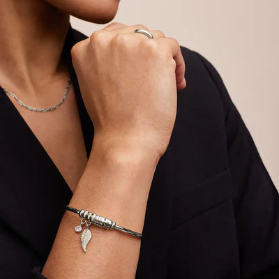 Geboortesteen Blad Namen Cuff Armband