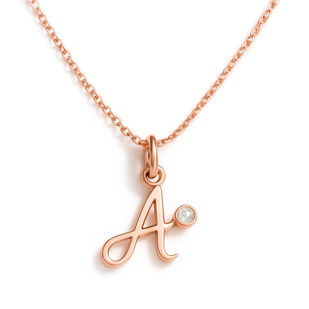 Dames Sterling Zilver Gepersonaliseerde Initiaal Geboortesteen Ketting