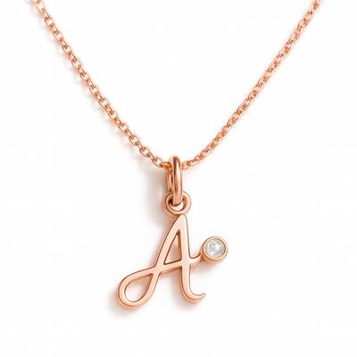 Dames Sterling Zilver Gepersonaliseerde Initiaal Geboortesteen Ketting