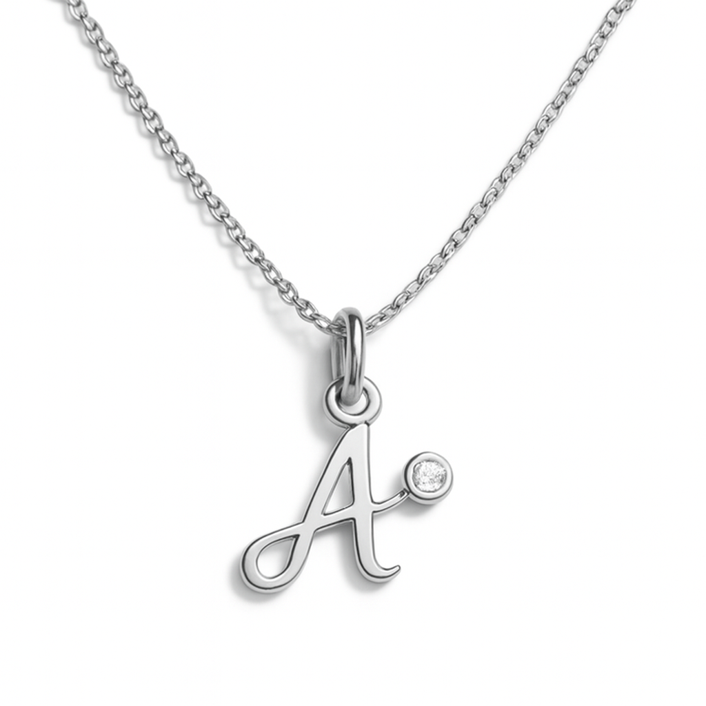 Dames Sterling Zilver Gepersonaliseerde Initiaal Geboortesteen Ketting