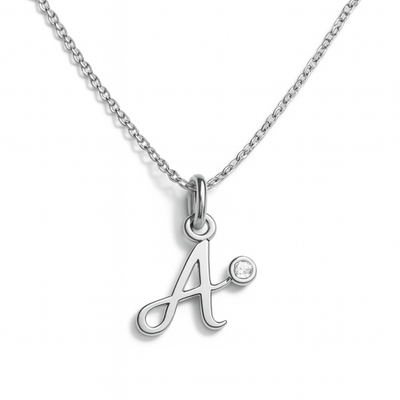 Dames Sterling Zilver Gepersonaliseerde Initiaal Geboortesteen Ketting